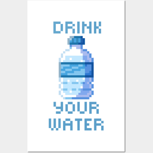 Pixel water bottle Posters and Art